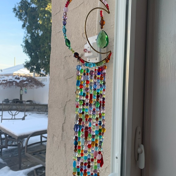 Hand Crafted Other - Hand Crafted Multicolor Beaded Crescent Light Catcher